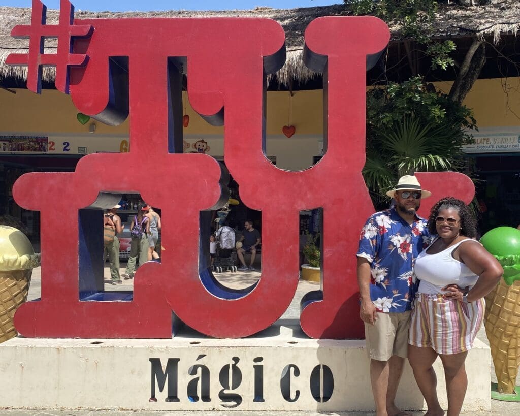 a picture at the Tulum welcome center near playa del carmen itinerary